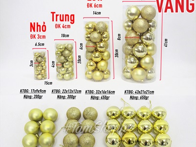 Hộp trụ 24 trái châu Noel 3 kiểu cùng cỡ ĐK từ 3-8cm TRAICHAU-26